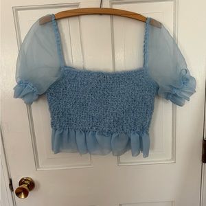 Staud tulle puff sleeve top